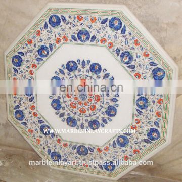 White Marble Inlay Table Top