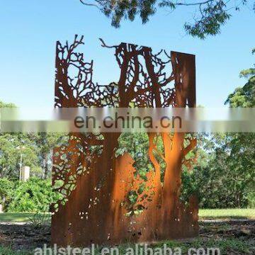 Rusty Corten Steel Wall Mounted Room Dividers For Home Garden