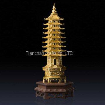 This wen chang pagoda for fengshui Was Molded Using Lost-Wax method and 24k gold leaf finish