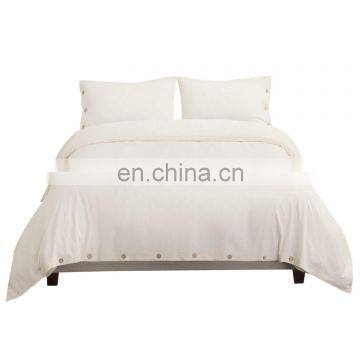 Durable 100% Cotton Antique Cream Washed Woven Bedroom Duvet Cover Set With Zipper Interior Ties