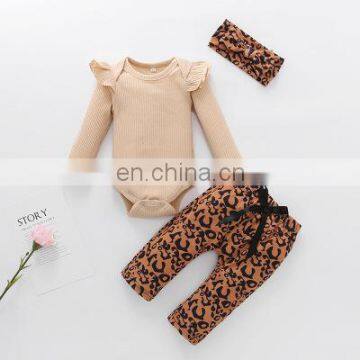 2020 Girls European and American Multicolor Creeper Long Sleeve Romper Rose Floral Pants With Headdress Three Piece Set photo-4