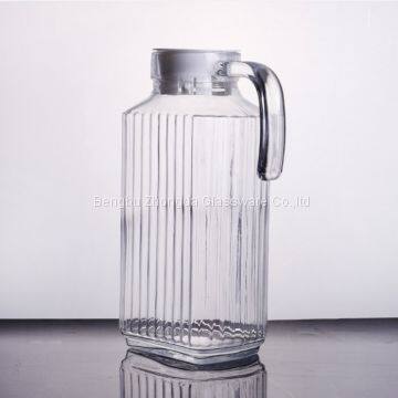 1.6L CLEAR GLASS WATER JUG GLASS PITCHER WITH HANDLE AND PLASTIC COVER LID photo-3