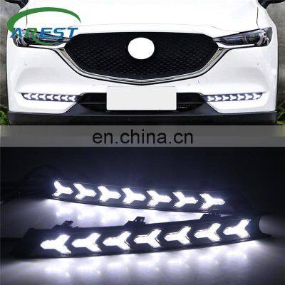 Carest 1Pair LED Daytime Running Light fog lamp DRL with Flowing turn signal For Mazda cx-5 cx5 cx 5 2017 2018 2019