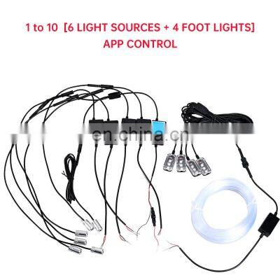 LED Car Interior Ambient Foot Lights 8m 1 in 10 EL Neon Strip Light RGB Multiple Mode App Sound Control Auto Decorative Lamp 12v photo-2