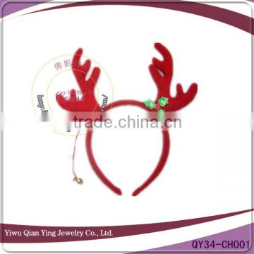 cheap red christmas deer antlers headband with small bell