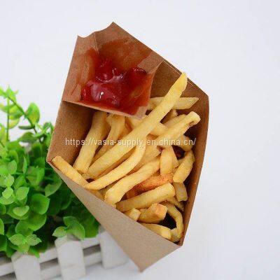 Disposable Kraft Paper White and Brown French Taper Fries Box Packaging Catchup for Restaurant photo-2