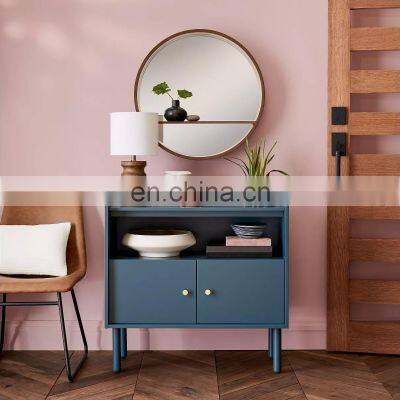 Decorative round Moon mirror with shelf for home wall hanging