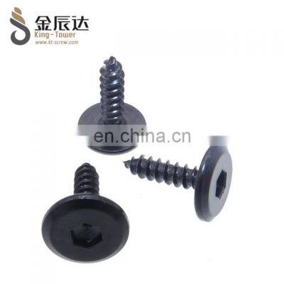 black oxide custom flat hex head furniture assemble screw