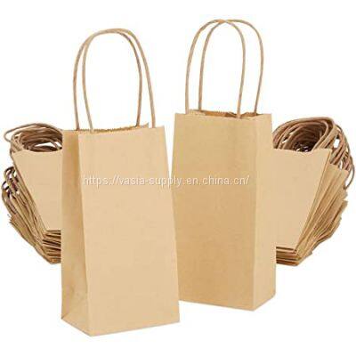 Small paper bags with handles bulk brown shopping bag small kraft paper gift handle bags wedding favors goody bags