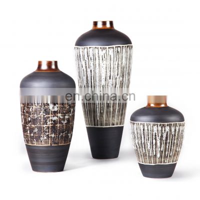 Decorative Large Floor Vase Retro Antique Ceramic Art Craft Flower Vase for Home Decoration