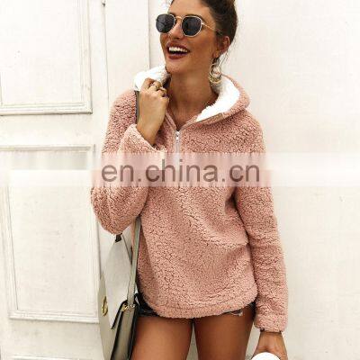 Wholesale Custom Women's Jackets Casual and Comfortable Long-sleeved Hooded Zipper Loose Solid Color Street Style photo-4