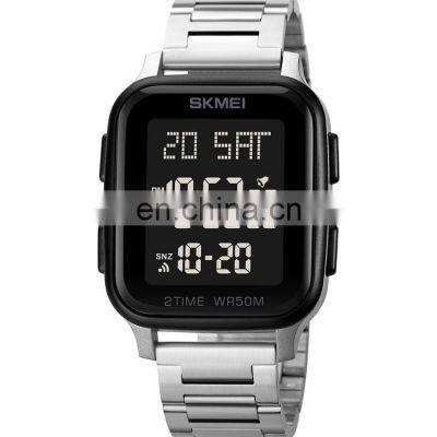 Fashion Watches Wholesale SKMEI 1859 Square Water Resistant Stainless Steel Men Digital sports Watch