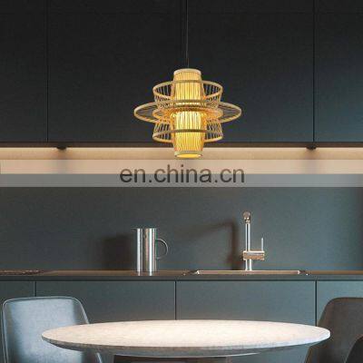 HUAYI Hot Sale Southeast Asian Style Decoration Indoor Handmade Bamboo E27 5W LED Pendant Lamp