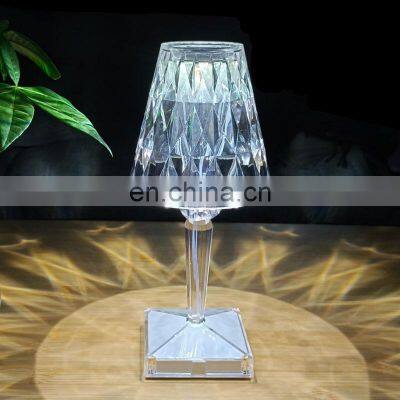 Amazon Dropshipping Rechargeable Bedside Luxury Acrylic Modern Led Touch Control Crystal Table Lamp Night Light