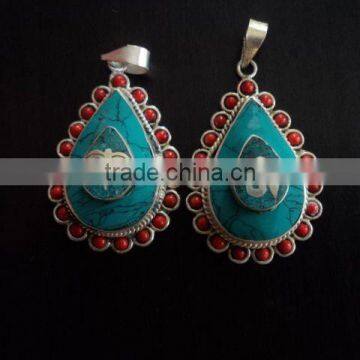 Drop Shape Inlayed Pendant