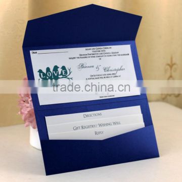 2016 Latest European Style Royal Blue Wedding Invitation with Envelope