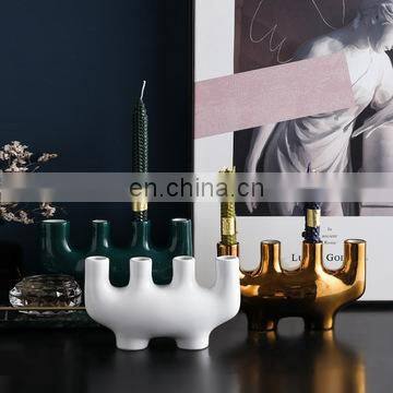 Wholesale Nordic Photo Props Wedding Decoration Candlestick Mumluk Plain Ceramic Candle Holder For Home Decor photo-2