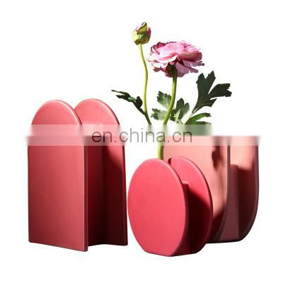 Morandi Matt Color Nordic INS Style Figurines Frosted Design Model Home Room Flowers Decorative Ornament Ceramic Vase