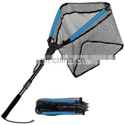 Aluminum Alloy Rubber Coated Fish Landing Net Foldable Telescopic Sea Fly Fishing Net Floating Fishing Net