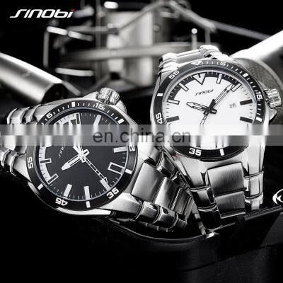 SINOBI Creative Men's Watch Top 316L Stainless Steel Case & Band Calendar Date Display  Luminous Pointer 1252G Relogio Masculino
