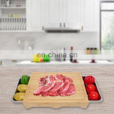 Bamboo Wooden Chopping Board Cutting With Sliding Stainless Steel Tray photo-5