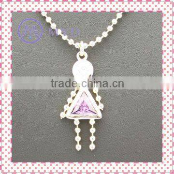 Little Figurine Girl Shaped Pendant with Bead Chain