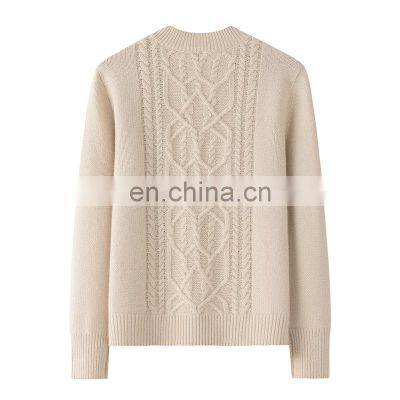 New Design 100% Pure Cashmere Pullover Round-Neck Solid Color Sweater Plus Size Casual Winter Wear With Front Logo