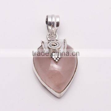 ROSE QUARTZ PENDANT 925 Sterling Silver Pendant, SILVER JEWELRY EXPORTER,SILVER JEWELRY WHOLESALE,SILVER EXPORTER