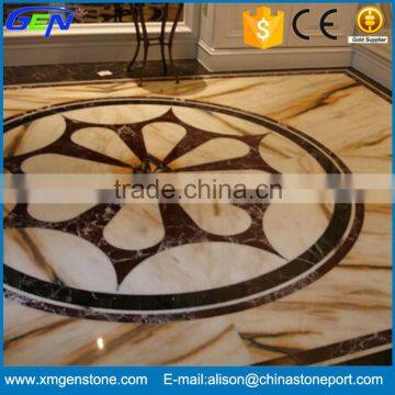 Polished Interior Marble Waterjet Inlay Floor Tiles Design