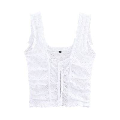 Nuevos tops de camiseta sin mangas ajustados para mujeres de estilo europeo y estadounidense, de cuello cuadrado, elegantes y sexys, para primavera y verano