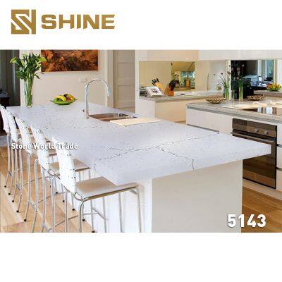 Horizon Kitchen Countertop Slab Artificial Calacatta White Silica Quartz Stone Quartz Slab Widely Used