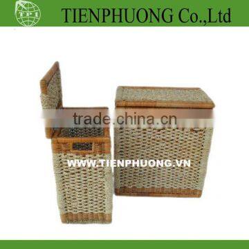 rectangle wicker trunk with lid/chest furniter