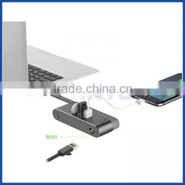 USB 3.0 to 3 Ports USB 3.0 Hub With RJ45 10/100/1000Mbps Gigabit Lan Adapter photo-5