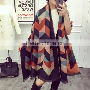 New Winter Warm Geometry Pattern Fashion Ladies Pashmina Shawl Wool Scarf