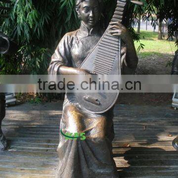 Bronze classical musical lady statue