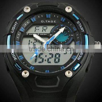 Brand New Mens Rubber Strap Blue Analog Digital Dual Dial Sport Watch WS058