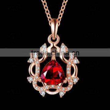 female necklace jewelry / red pendant necklace jewelry / 18k gold plated necklace