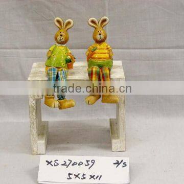 Terracotta rabbit w/fabric legs,2asst.