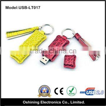 colorful leather usb disc promotion key chain usb flash drive (USB-LT017)