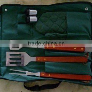 BBQ TOOL SET W/ BLACK CARRY CASE / 8pcs bbq set with aluminium case