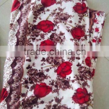 high quality red flower polyester coral/flannel fleece fabric
