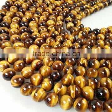 Polish Natural Stone Beads Yellow Tiger Eye Stone Loose Beads photo-2