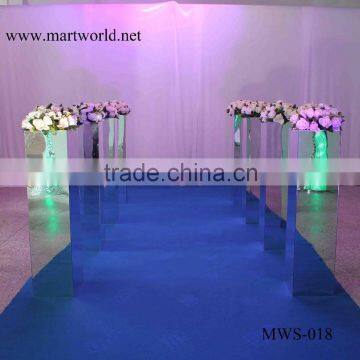 80 cm height square silver mirror pillar party and wedding decoration supplies in guangzhou(MWS-018)