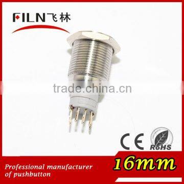 16mm Blue Ring 6V LED Flat Actuator Stainless Steel Metal Push Button photo-2
