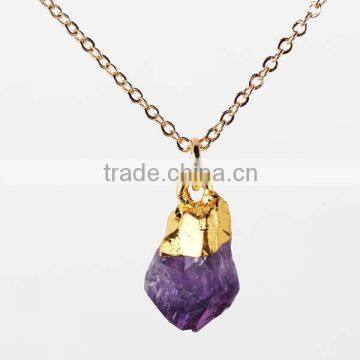 Customized Best Gift Purple Charm Necklace with Gold Chian Necklace