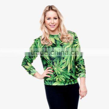 hot women handmade green weed high quality 3d print fullprint crewneck sweatshirt spring autumn unisex custom oversized pullover