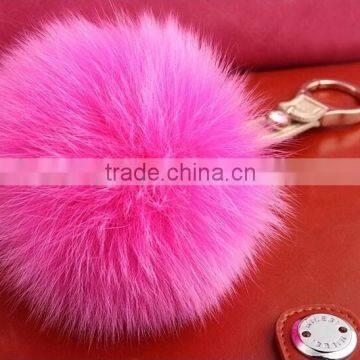 Factory Supply Dyed and Cute 100% Real Fox Fur Balls Keychain