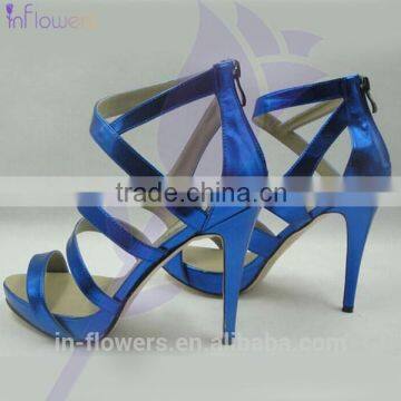 Blue patent leather shoe womans sandals for 2015 summer