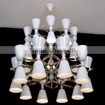 Modern Italy Design Double-deck Chandelier with Cups Shade LED Up and Down Lights for Hotels