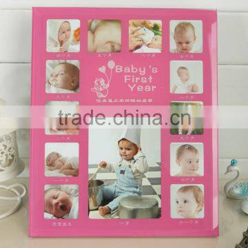 cheap funky pink colorful baby 12 month picture glass photo frame